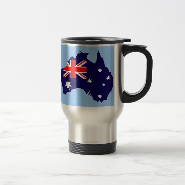 Australiens kontur och flagga resemugg (Höger)