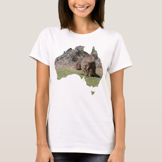 Australiens konturform Quokka Grass T Shirt (Framsida)