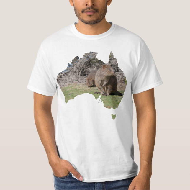 Australiens konturform Quokka Grass T Shirt (Framsida)