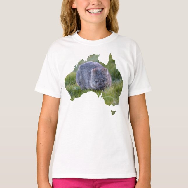 Australiens konturform Wombat Tasmania Grass T Shirt (Framsida)