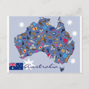 Australiens landform med ikoner vykort