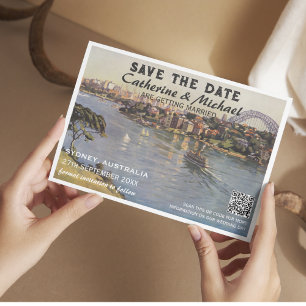 Australiens QR-kod för Vintage bröllop-resor Spara Datumet