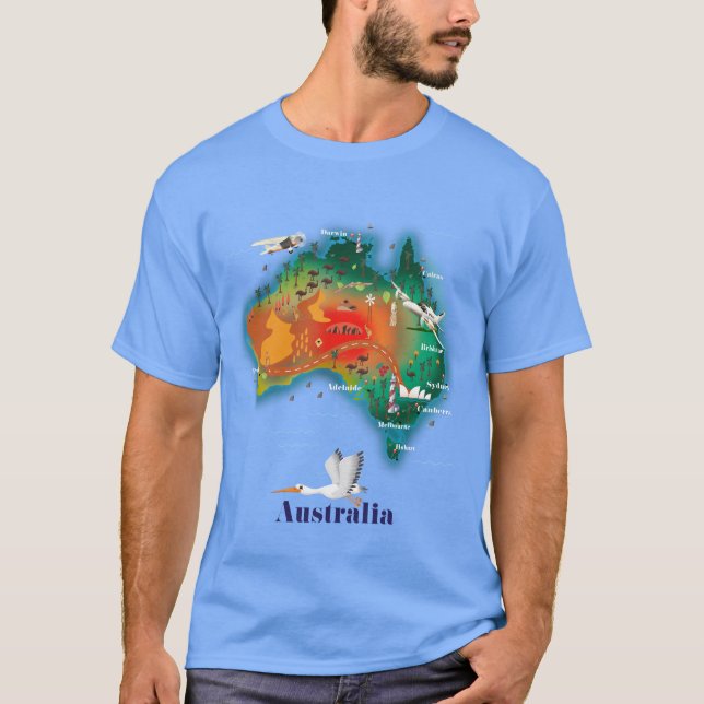 Australiens reseaffisch Karta Tee (Framsida)