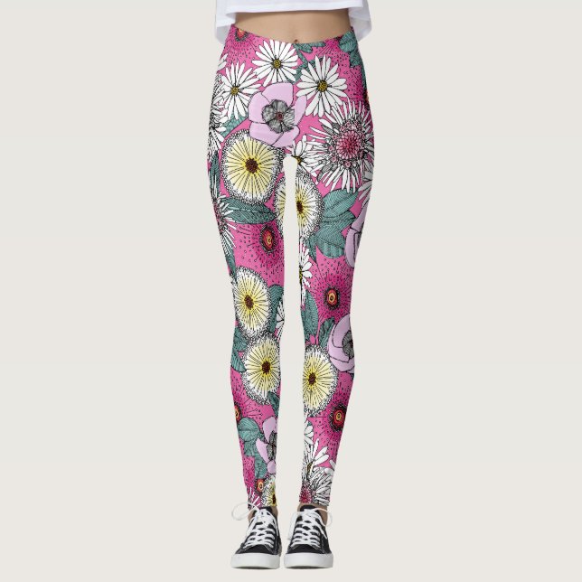 Australiens rosa blommigt leggings (Framsida)
