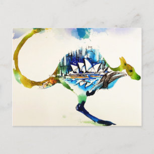 Australiens stad Skyline Travel Kärlek Watercolor Helg Vykort
