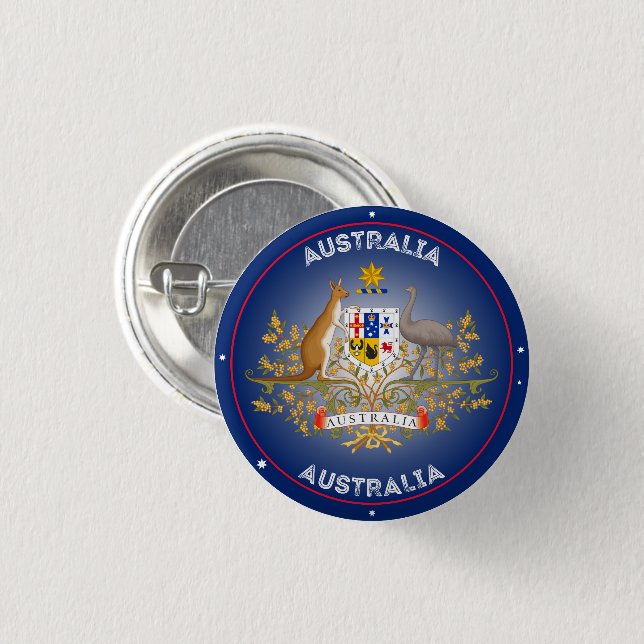 Australiens statsvapen cirkelform knapp (Framsida & baksida)