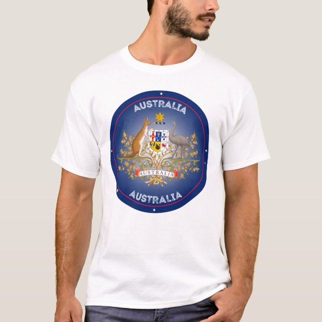 Australiens statsvapen cirkelform t shirt (Framsida)