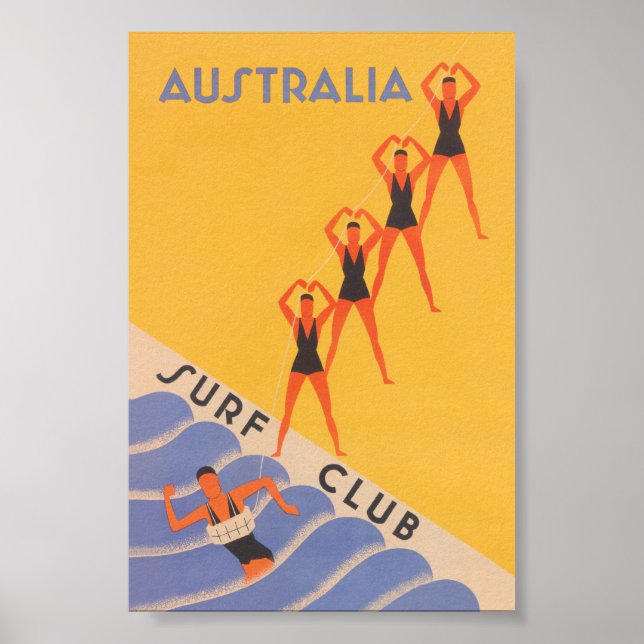 Australiens Surfa Klubb Vintage resor Poster (Framsidan)