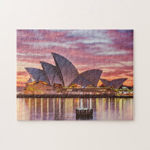 Australiens Sydney Opera House under en solnedgån Pussel