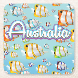 Australiens tropiska reseaffisch för fisk underlägg papper kvadrat