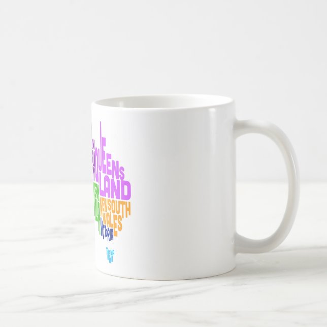 Australiens typografiska text Karta Kaffemugg (Höger)