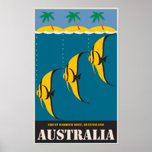 Australiens Underbara barriärrev Vintage resor Poster
