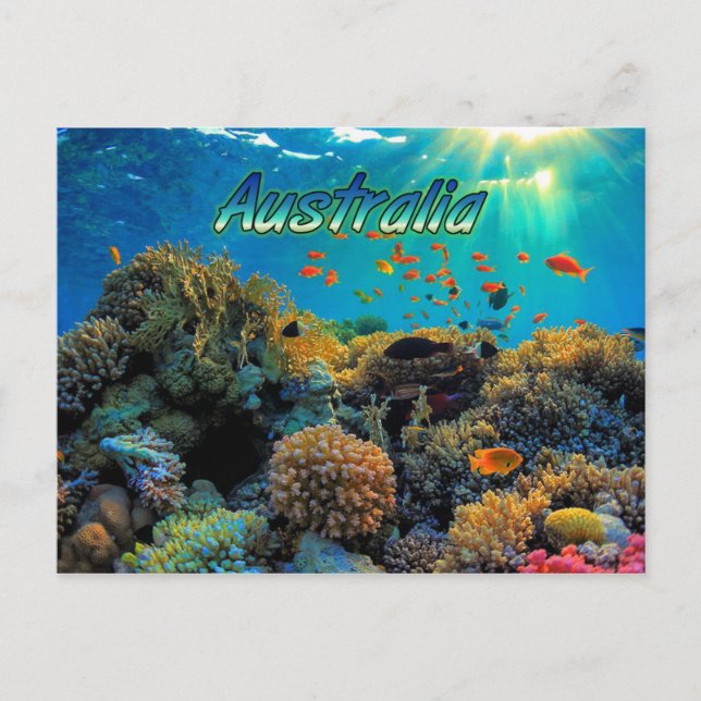 Australiens Underbara Barrier Reef stilized Vykort (Framsida)