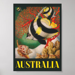 Australiens Underbara Barrier Reef Vintage resor P Poster