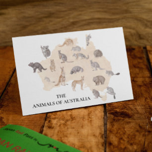 Australiens vattenfärgsdjur vykort