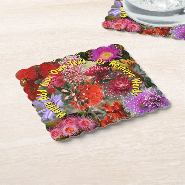 Australiens vilda blommor Scalloped fyrkant Underlägg Papper (Vinklad)