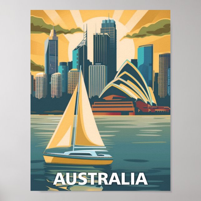 Australiens Vintage Berömd Travel Ställe Poster (Framsidan)