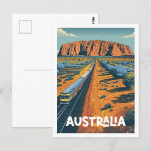 Australiens Vintage Berömd Travel Ställe Vykort