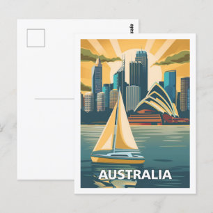 Australiens Vintage Berömd Travel Ställe Vykort