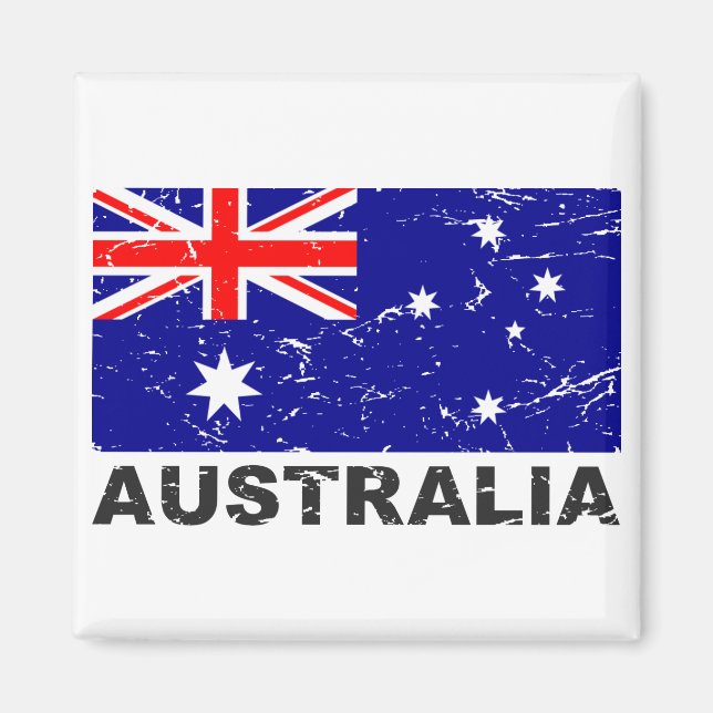 Australiens Vintage Flagga Magnet (Framsidan)