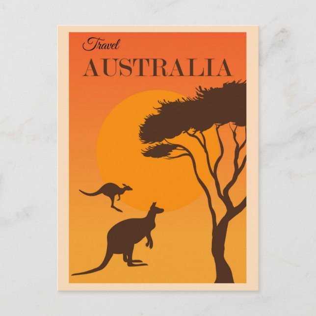 Australiens Vintage Kangaroo Travel Poster Vykort (Framsida)