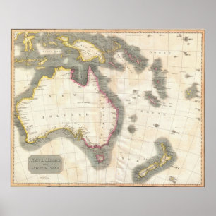 Australiens vintage Karta (1814) Poster
