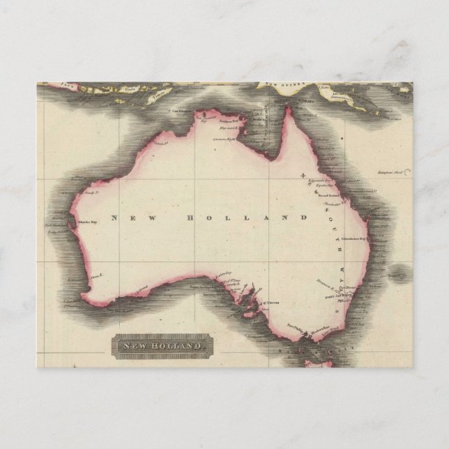 Australiens vintage Karta (1817) Vykort (Framsida)