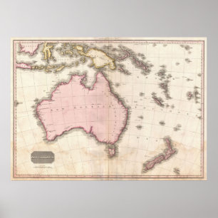 Australiens vintage Karta (1818) Poster