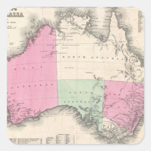 Australiens vintage Karta (1862) Fyrkantigt Klistermärke