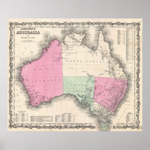 Australiens vintage Karta (1862) Poster