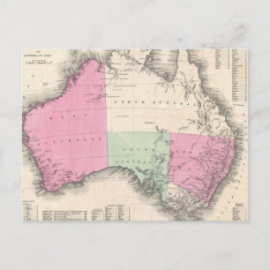Australiens vintage Karta (1862) Vykort