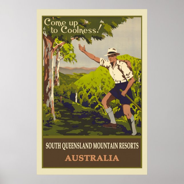 Australiens Vintage Mountain Travel Poster (Framsidan)