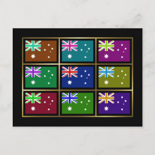 Australiens vykort för Flaggor Multihue