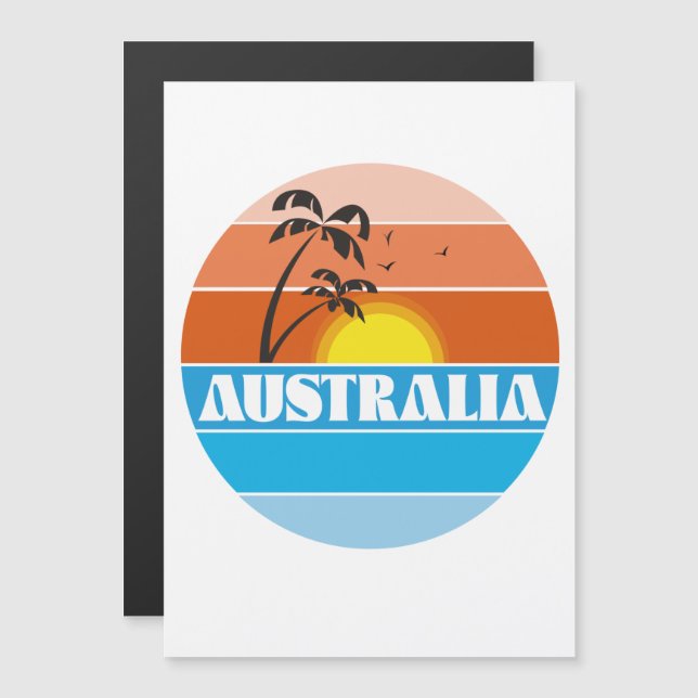 Australiensisk 80-tals solnedgång retro logotyp (Fram/baksida)