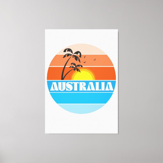 Australiensisk 80-tals solnedgång retro logotyp canvastryck (Framsida)