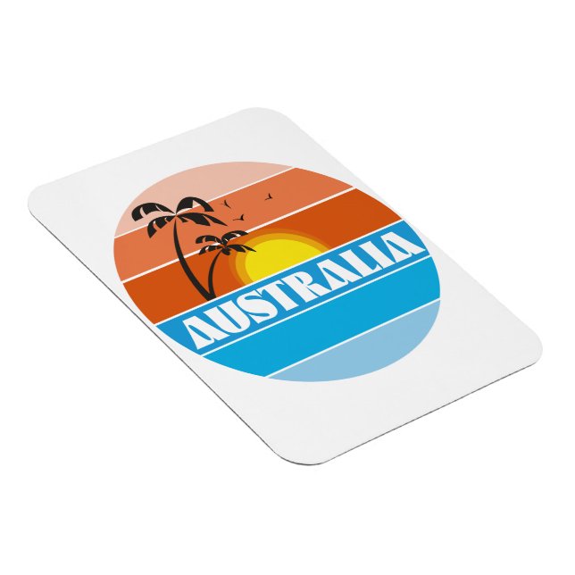 Australiensisk 80-tals solnedgång retro logotyp magnet (Högersidan)