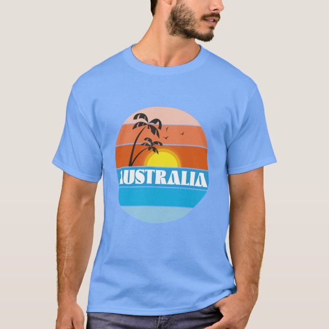 Australiensisk 80-tals solnedgång retro logotyp t shirt (Framsida)