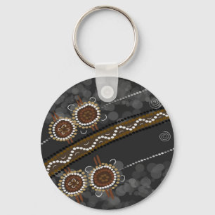 Australiensisk Aboriginal konst - borttappada Nyckelring