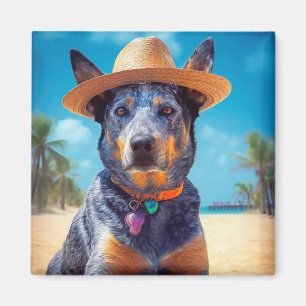 Australiensisk boskap på strand, sommarpresent åt magnet