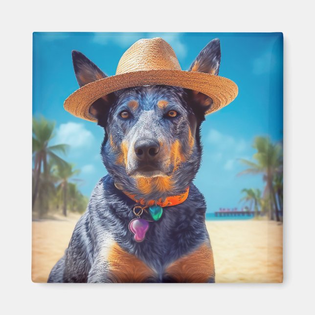 Australiensisk boskap på strand, sommarpresent åt  magnet (Framsidan)