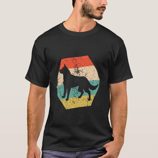 Australiensisk boskapshund ras Retro Distressed He T Shirt (Framsida)