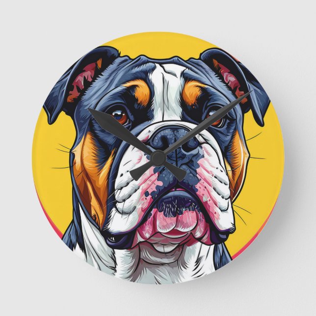 Australiensisk Bulldog hund Rund Klocka (Framsida)