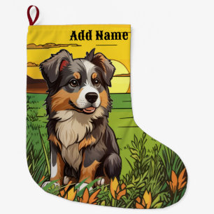 Australiensisk collie stor julstrumpa