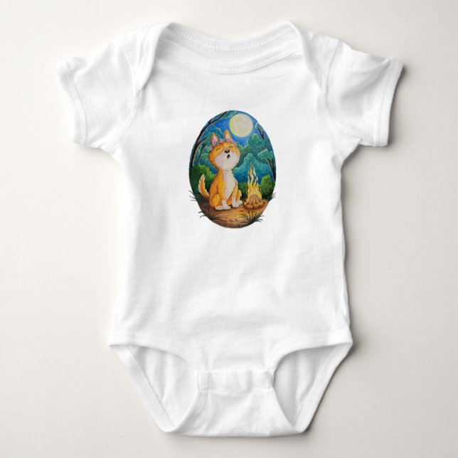 Australiensisk Dingo ylar på baby overall T Shirt (Framsida)