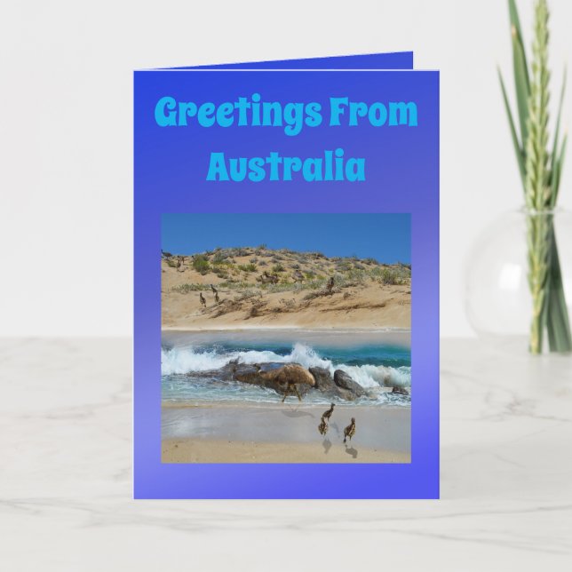 Australiensisk Emu och Koala, födelsedag Kort (Framsida)