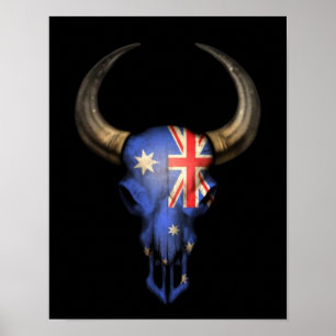 Australiensisk flaggatjurskalle på svart poster