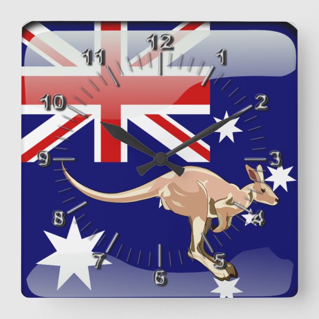 Australiensisk glansig flagga fyrkantig klocka (Framsida)