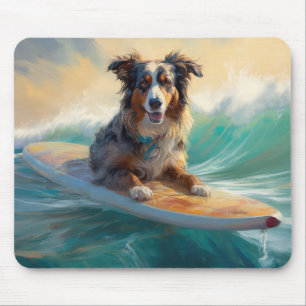 Australiensisk herde Beach Surfing Målning Musmatta