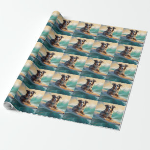 Australiensisk herde Strand Surfing Målning Presentpapper