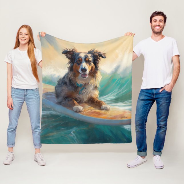 Australiensisk herde Strand Surfning Måleri Fleecefilt (På plats)